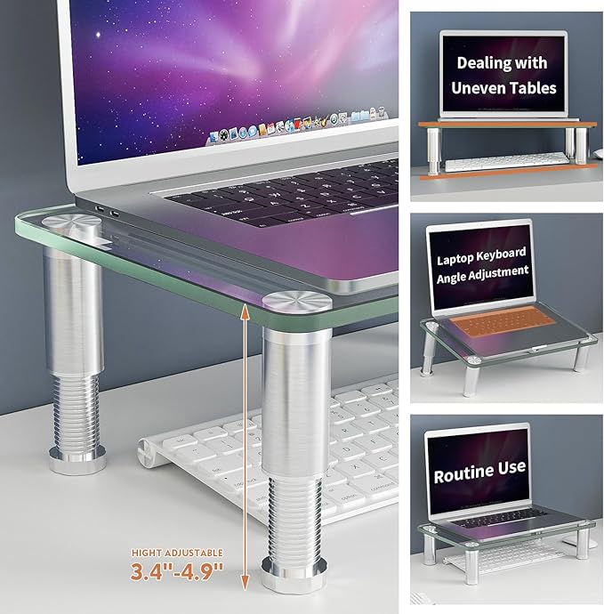 2 Pack Computer Monitor Riser with Height Adjustable Multi Media Desktop Stand